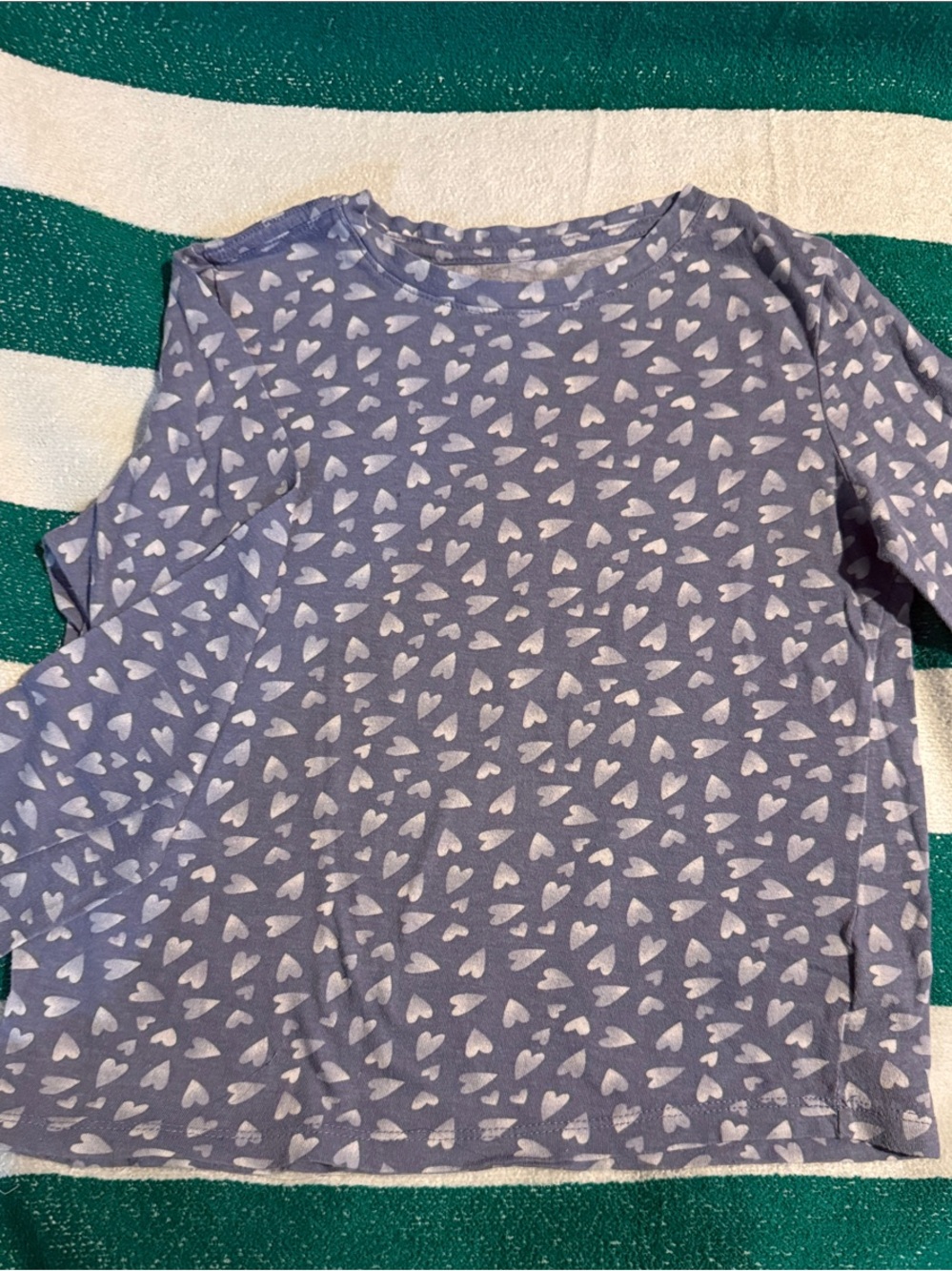 Girl's Old Navy Gray-Blue Heart Print Long Sleeve Top